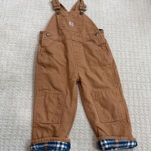 Carhartt Kids Brown Flannel Lined Overalls